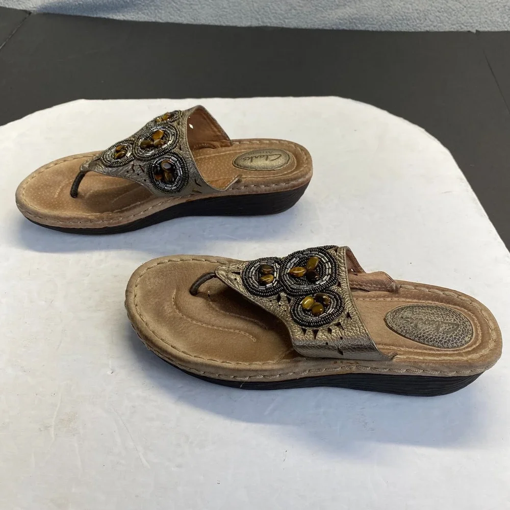 Clarks Artisan Thong Sandals Women's Size 7.5M‎ Beaded 32235,Casual,Comfort